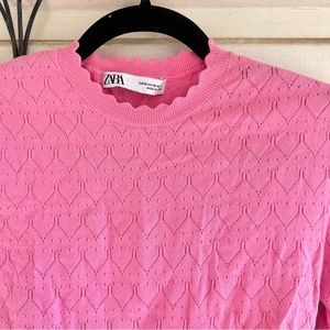 Zara Cropped Sweater 💖 Barbie pink hearts